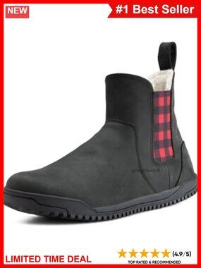 Faux Shearling Lined Chelsea Ankle Boots Pull On Winter Boot